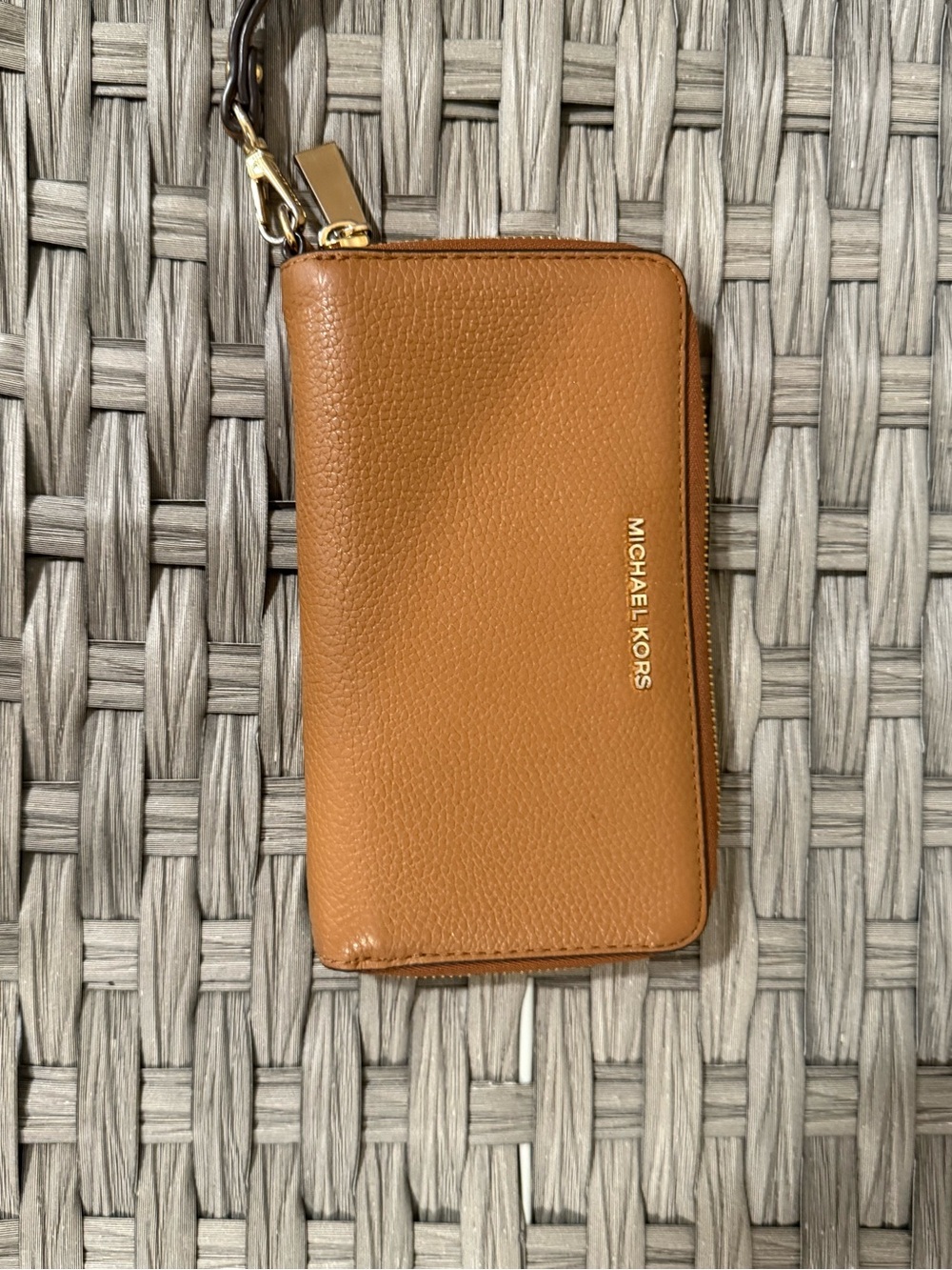 Michael Kors Cognac Brown Zip Around Wristlet Wallet